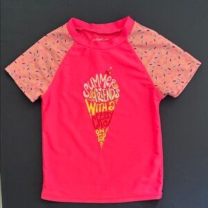 Cat & Jack Girls Size S 6 Pink Swim Rashguard Short-Sleeve Top